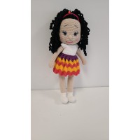 Handmade Amigurumi Crochet Wool Long Short Braided Hair Girls For Fun Game, Mixed Color Girl, 5.90 inches