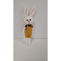 Handmade Amigurumi Rabbit Toy Buddy Bunny Easter Bunny Doll For Kids Unicex, Brown Boy Rabbit, 5.51 inches