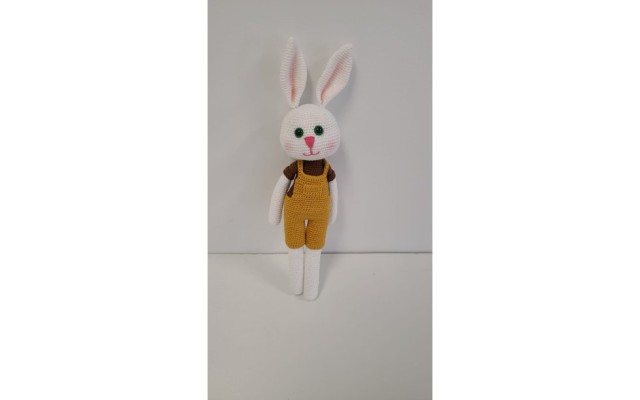 Handmade Amigurumi Rabbit Toy Buddy Bunny Easter Bunny Doll For Kids Unicex, Brown Boy Rabbit, 5.51 inches