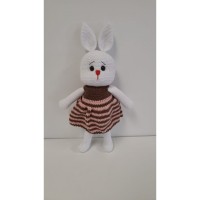 Handmade Amigurumi Rabbit Toy Buddy Bunny Easter Bunny Doll For Kids Unicex, Brown Girl Rabbit, 5.51 inches