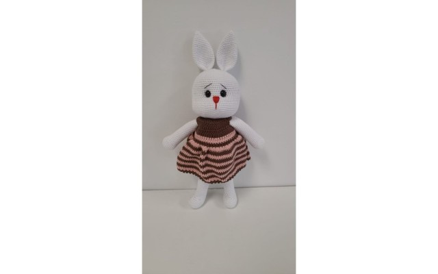 Handmade Amigurumi Rabbit Toy Buddy Bunny Easter Bunny Doll For Kids Unicex, Brown Girl Rabbit, 5.51 inches