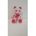 Handmade  Amigurumi Teddy Bear Stuffed Plush Animal Toy Sleeping Friend Doll, Pink Bear, 3.93 inches