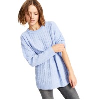 Hippie Rose Juniors’ Cable-Knit Long-Sleeve Tunic Sweater, Stormy Peri, XS