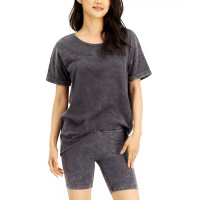 Hippie Rose Juniors’ High-Rise Biker Shorts, Charcoal, X-Small