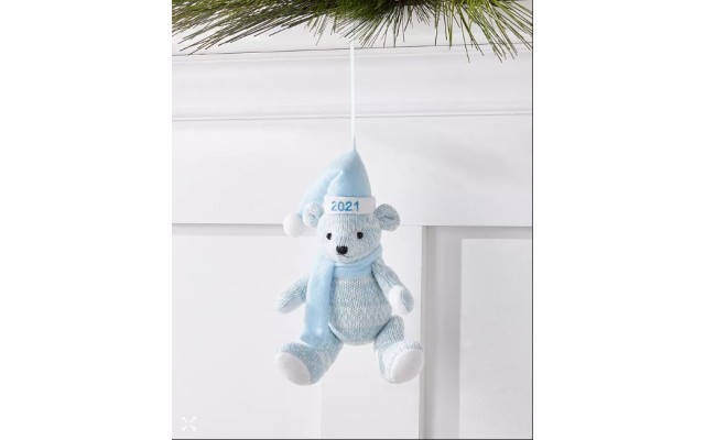 Holiday Lane 2021 Baby’s First Christmas Blue and White Bear Ornament
