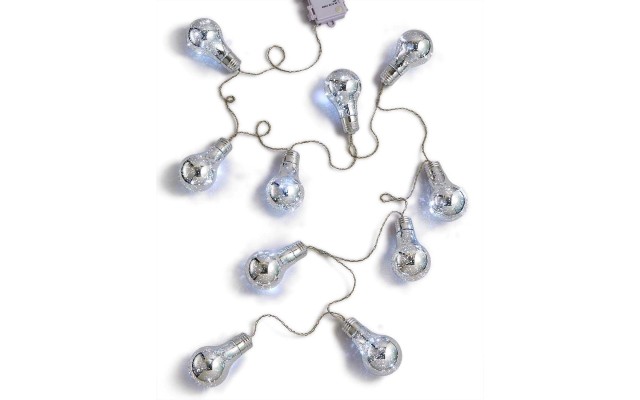  7-Ft Silvertone Battery-Operated LED String Light Bulbs