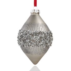 Holiday Lane Dark Silver Glitter Drop Ornament
