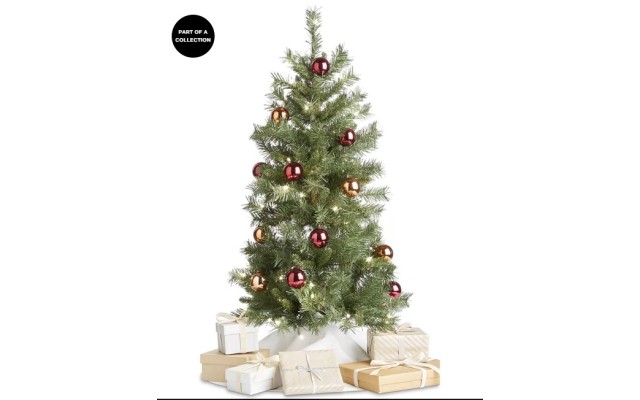 Holiday Lane Evergreen Dreams 42″ Light-Up Green Tree with Ball Ornaments
