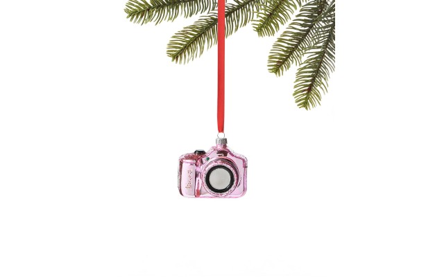  Fashion Week Pink Glass Camera Ornament