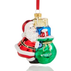 Holiday Lane Glass Santa Gift Bag Ornament
