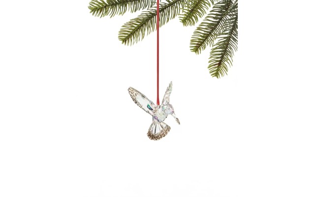  Glittered Bird Ornament, White