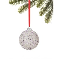 Holiday Lane Royal Holiday Glass Purple Beaded Ball Ornament