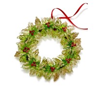 Holiday Lane Santa’s Favorites Wreath Ornament, Red/Gold