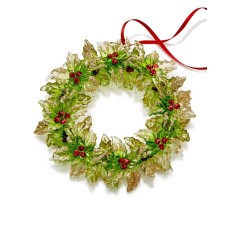Holiday Lane Santa’s Favorites Wreath Ornament, Red/Gold