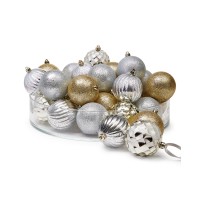 Holiday Lane Shimmer and Light Set of 32 Shatterproof Gold-Tone & Silver-Tone Ball Ornament