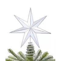 Holiday Lane Shine Bright Metallic Silver-Tone Colored Star Tree Topper