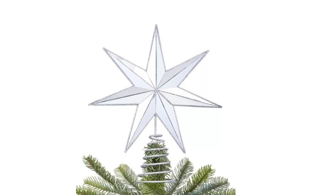 Holiday Lane Shine Bright Metallic Silver-Tone Colored Star Tree Topper