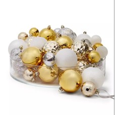 Holiday Lane Shine Bright Set of 50 Gold-Tone, White & Silver-Tone Shatterproof