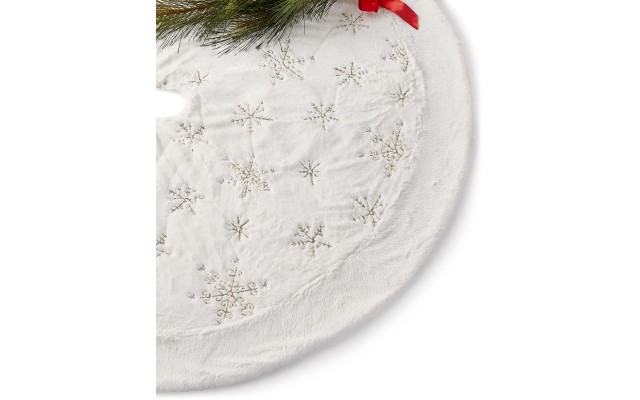  White Sequins & Snowflakes Tree Skirt