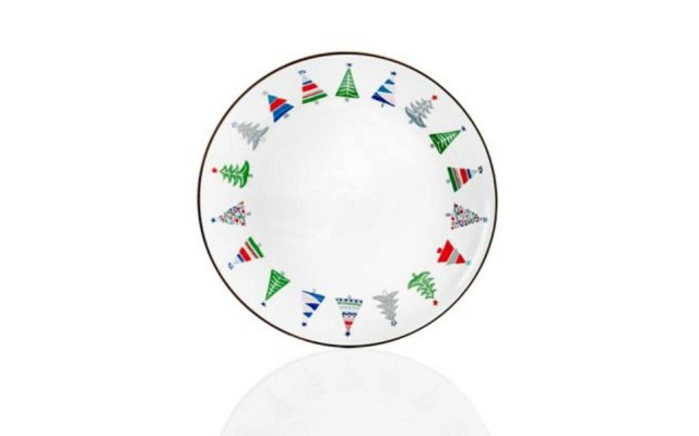  Festive Tree Border Salad Plate 8-1/4