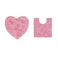 Home Weavers Bell Flower Collection Absorbent Cotton, Soft Rug, Machine wash dry, 25″x25″/20″x20″, Pink