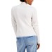  Juniors’ Pointelle-Sleeve Sweater, Spiritual Vanilla, Medium