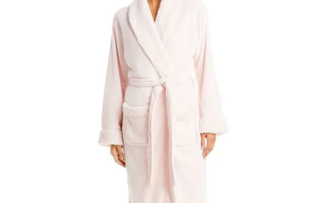 Hudson Park Womens Faux Sherpa Robe,  Airy Pink, Large / X-Large