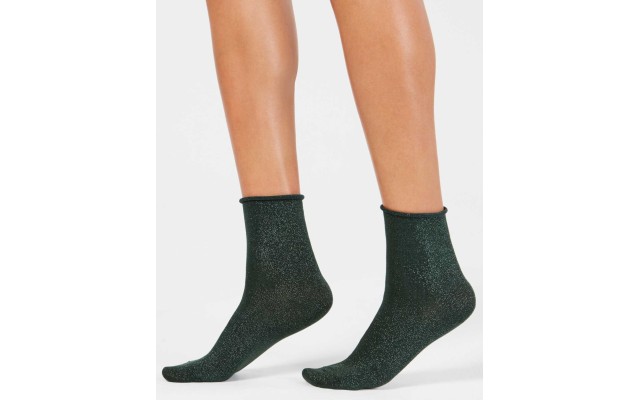  Metallic Roll-Top Shortie Socks (Evergreen)