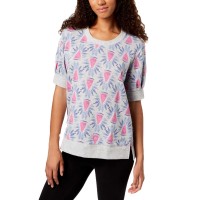 Hue Women’s Short-Sleeve Pajama Tops, Gray, Large
