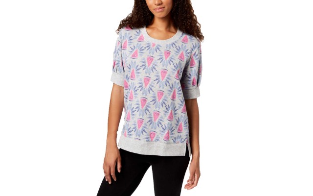  Women’s Short-Sleeve Pajama Tops, Gray, Large