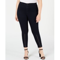 Hue Women’s Extreme Zip Hem Denim Leggings (Blue, Medium)