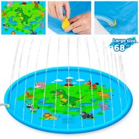 Huge 68″ Splash Water Play Mat for Little Kids & Toddlers, Water Sprinkler, Water Inflatable Wading Pool for Summer Fun Outdoor Water Toys for Boys & Girls, Blue Animal