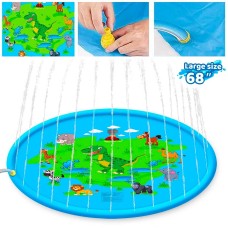 Huge 68″ Splash Water Play Mat for Little Kids & ToddlersWater SprinklerWater Inflatable Wading Pool for Summer Fun Outdoor Water Toys for Boys & Girls
