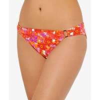 Hula Honey Juniors’ Bold Bouquet Printed Ring Bikini Bottoms, Orange, XL