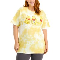 Hybrid Apparel Womens Plus Trendy Tie-Dyed Cotton Graphic Print T-Shirts, Yellow, 1X
