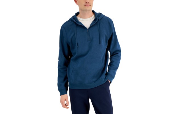  Men’s 1/2-Zip Pullover Hoodie, Navy, XXXL