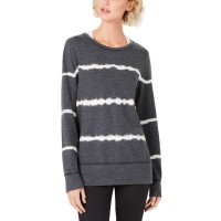 Ideology Tie-Dye Lattice-Back Top (Deep Black, XXL)