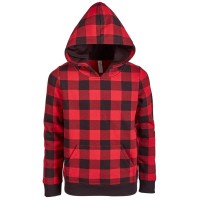 Ideology Unisex Big Kids, Little Kids Plaid Hoodie, Red/Black, 2T-3T
