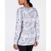  Women's Printed Tulip-Hem Blouse Pullover Shirt Tops, Gray Whisper/Floral Pink, X-Small
