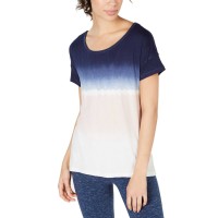 Ideology Women’s Tie-Dyed Strappy-Back High-Low Hem Blouse T-Shirt Tops, Navy, X-Large