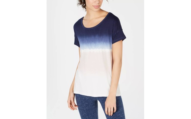  Women’s Tie-Dyed Strappy-Back High-Low Hem T-Shirt (Navy, Xs)