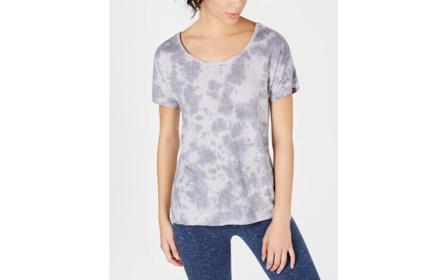  Womens Tie-Dyed Strappy-Back High-Low Hem T-Shirt, Tranquility, Medium