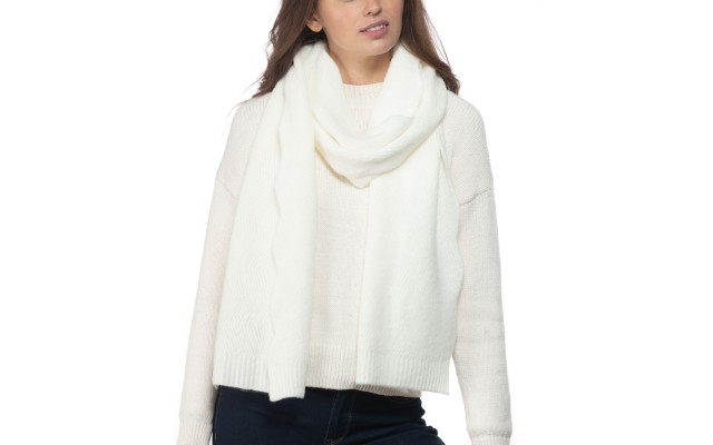 Inc Chevron Knit Muffler Scarf, White