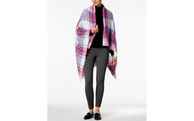  College Plaid Wrap & Scarf in One (Multi-Color, One Size)