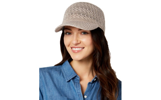  Crochet Packable Baseball Hat (Taupe, One Size)