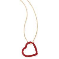 INC International Concepts Gold-Tone Beaded Heart Pendant Necklace (34+3)