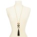  Gold-Tone Resin Heart & Tassel Pendant Necklace