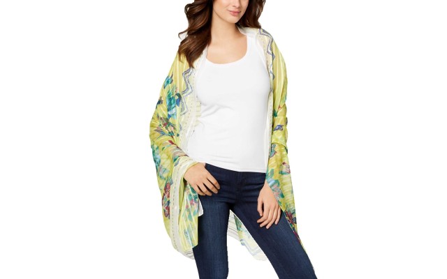  Hummingbird Floral Cover-Up & Wrap (Gold, One Size)