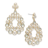 INC International Concepts Imitation Pearl Cluster Drop Earrings (Gold)