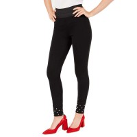 INC International Concepts Imitation-Pearl Comfort Smoothing Leggings (Black, XS)